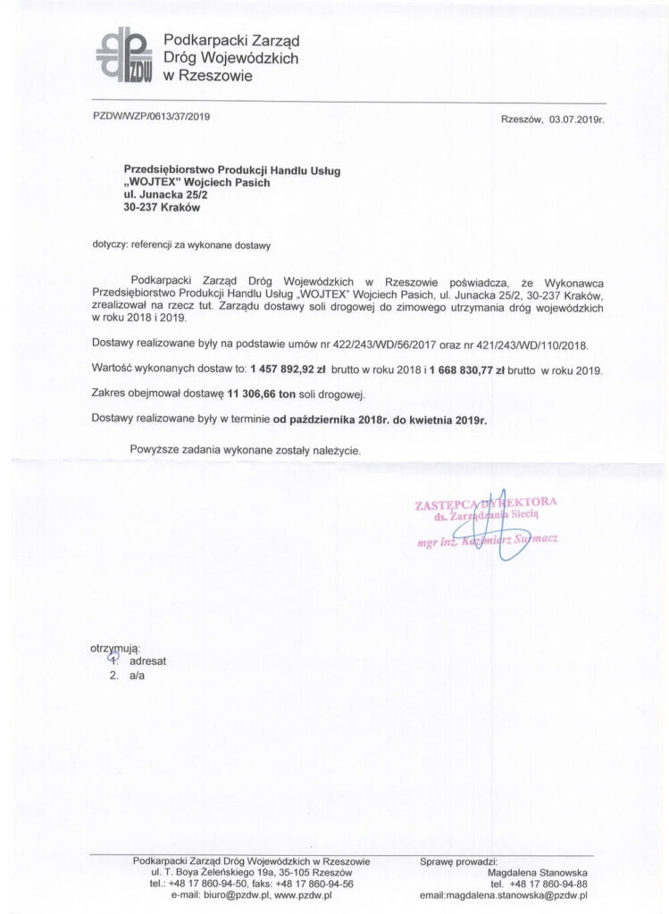 REFERENCJE RZESZOW PZDW 03 07 2019