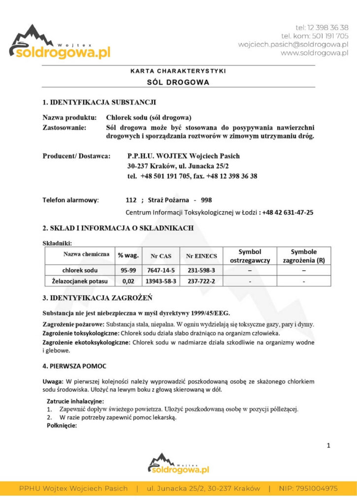 karta charakterystyki sol drogowa WOJTEX